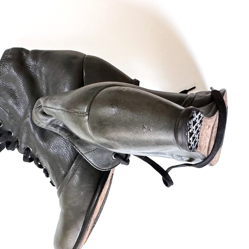 Argila Pepe Monjo Leather Lace-up Wedge Booties - 38.5 - Picture 6 of 10